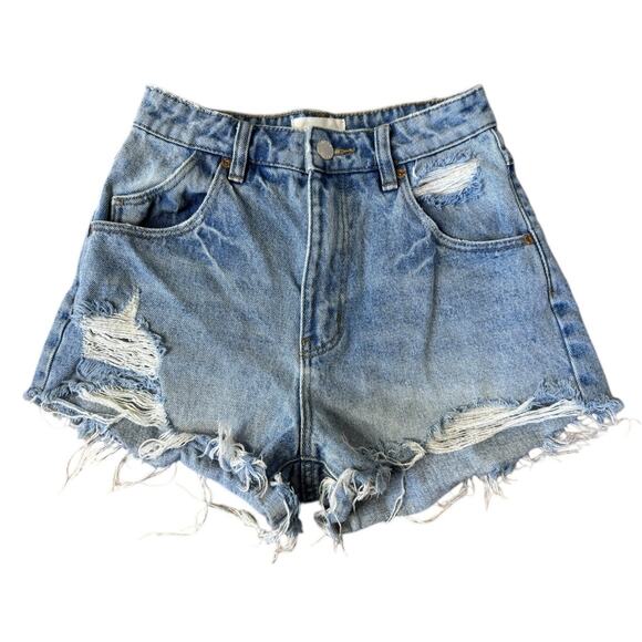 ROLLA’S Dusters High Rise Slim Cut Off Jean Shorts G’Day Mate Aussie 5 Size 23 - Picture 2 of 8